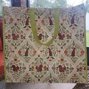 Woodland Creatures Large Reusable Shopping Bag TJ Maxx Fox Squirrel Pumpkin Fall